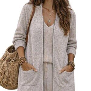 Long, heavy cotton blend knit sweater, zip up front, Originals Nicole Miller